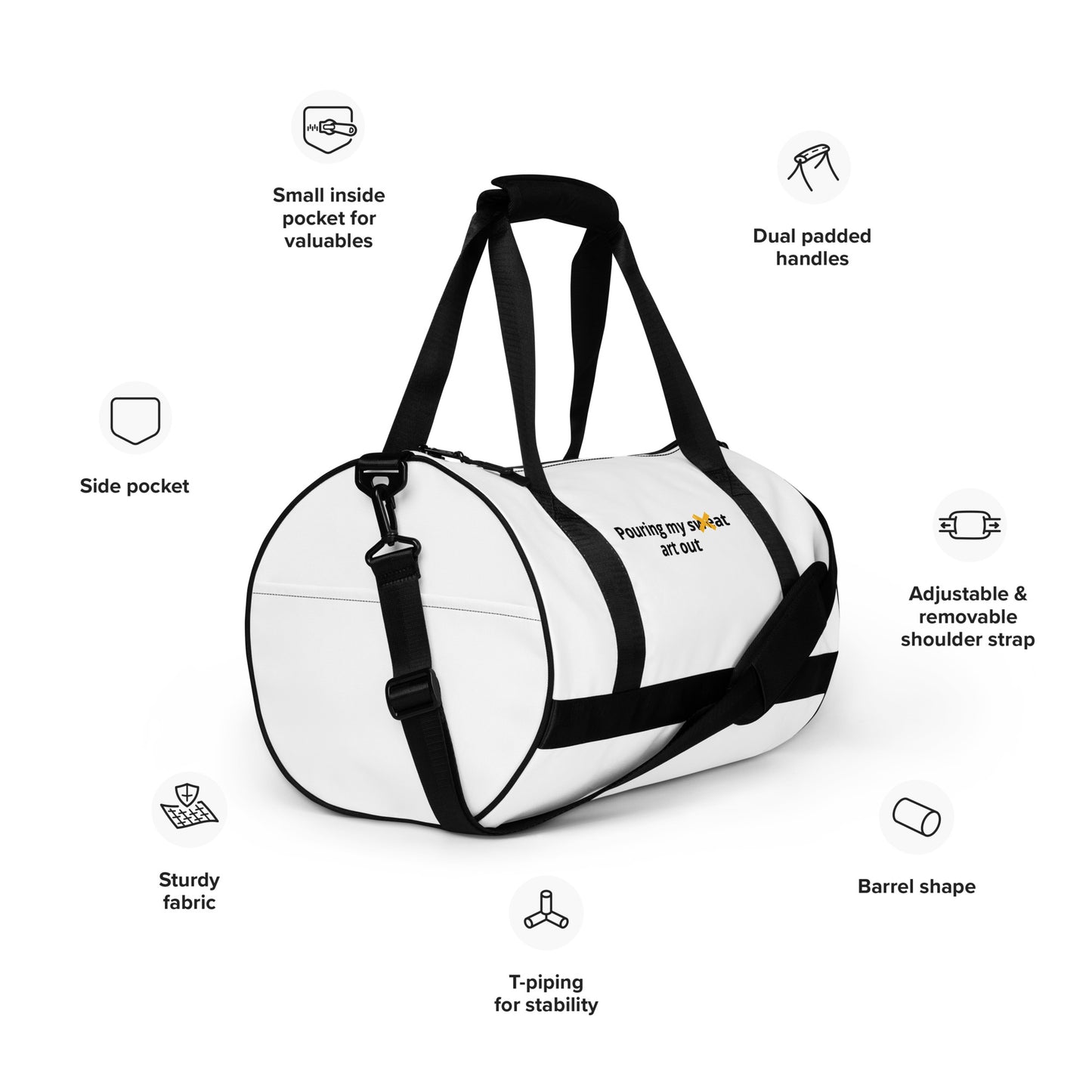 Pouring my sweat out print gym bag