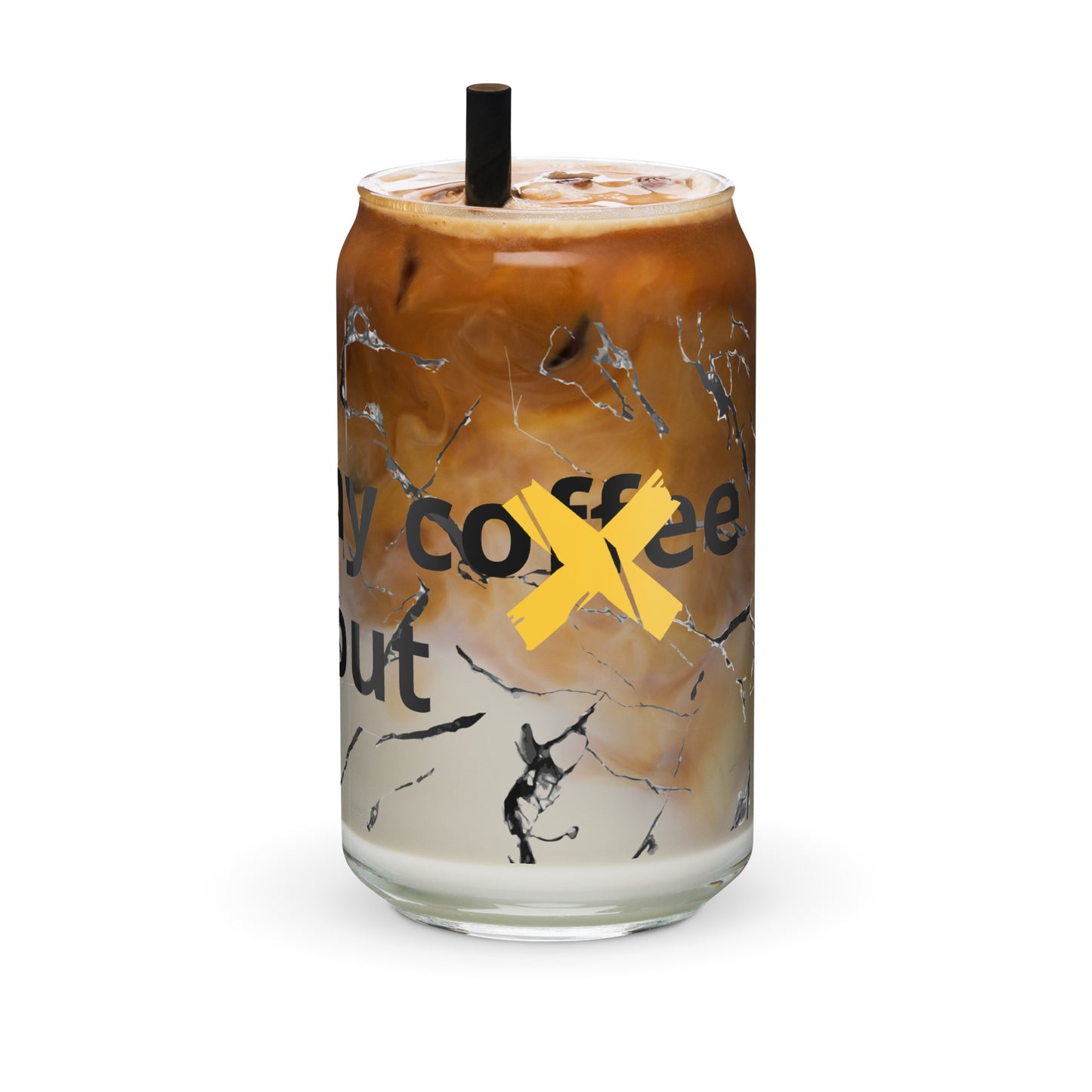 Pouring my coffee out can-shaped glass