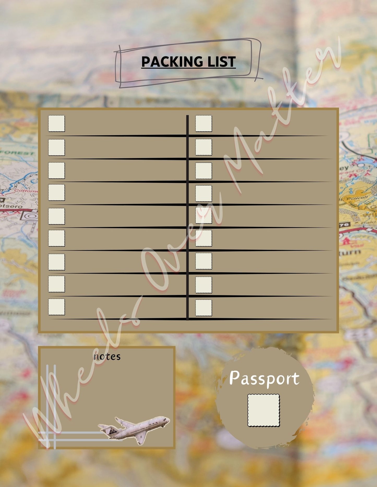 Packing list notepad