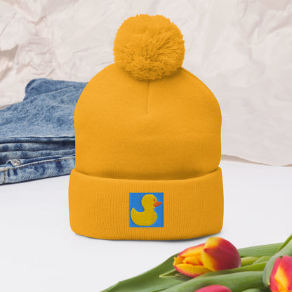 Pom-Pom Beanie Rubber Duckie