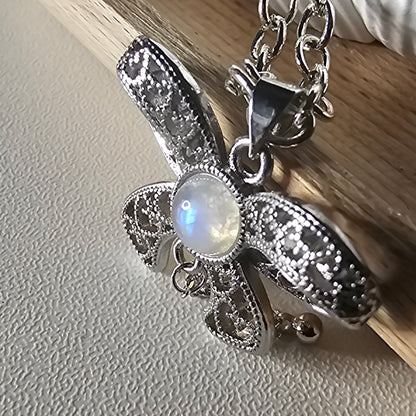 Moonstone bow necklace